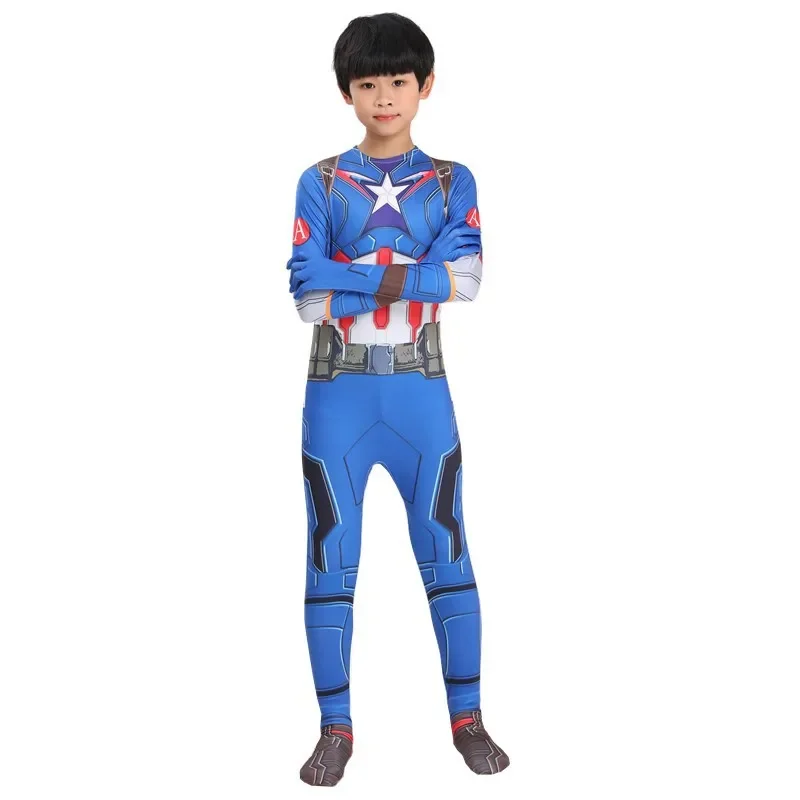 Superhero Captain America Cosplay Bodysuit Men Boys Jumpsuits Halloween Party Zenti Captain Clothes for Adult Girls Unisex@0Z*