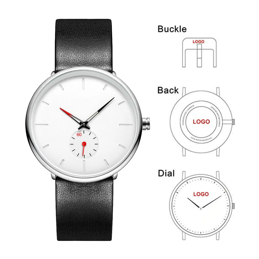 CL028 Sub-second Hand Men Classic Watch Customize Logo Print Your Brand Artwork Business Wristwatch