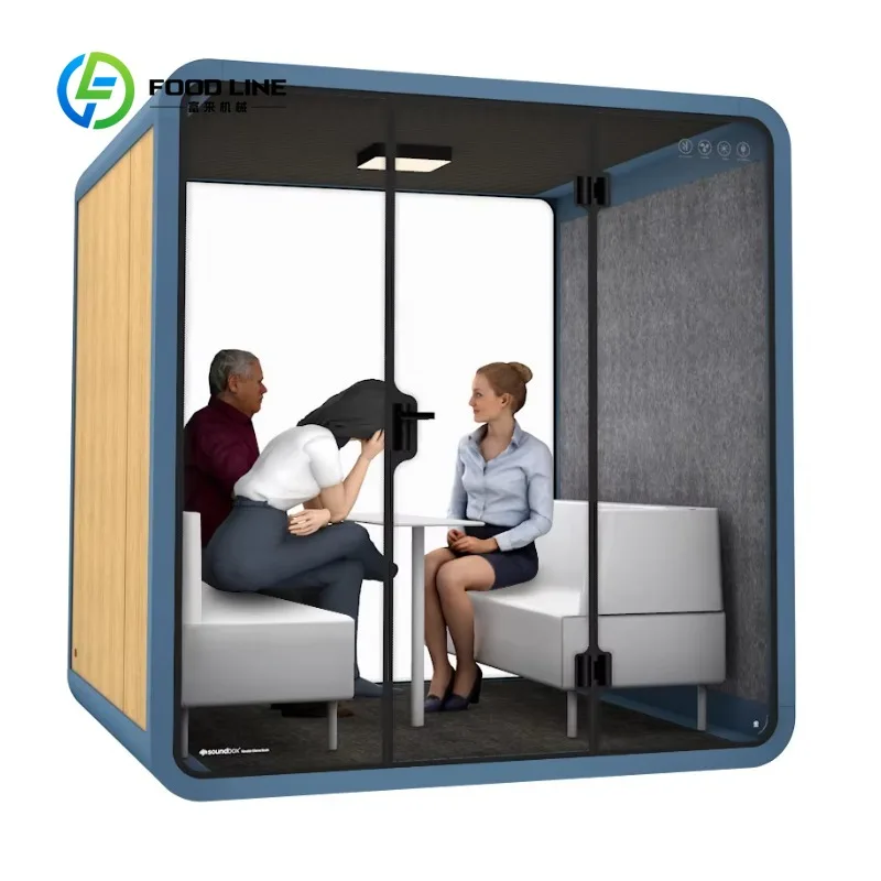 Customize Private Meet Box Container Soundproof Booth Sound Absorbing Office Pod With Sofa Furniture For Quiet Space