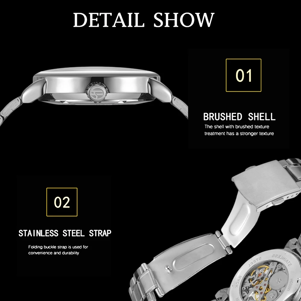 FORSINING классические полые мужские часы с гравировкой, механические наручные часы из нержавеющей стали, римские цифры, светящиеся указатели, часы-скелетон