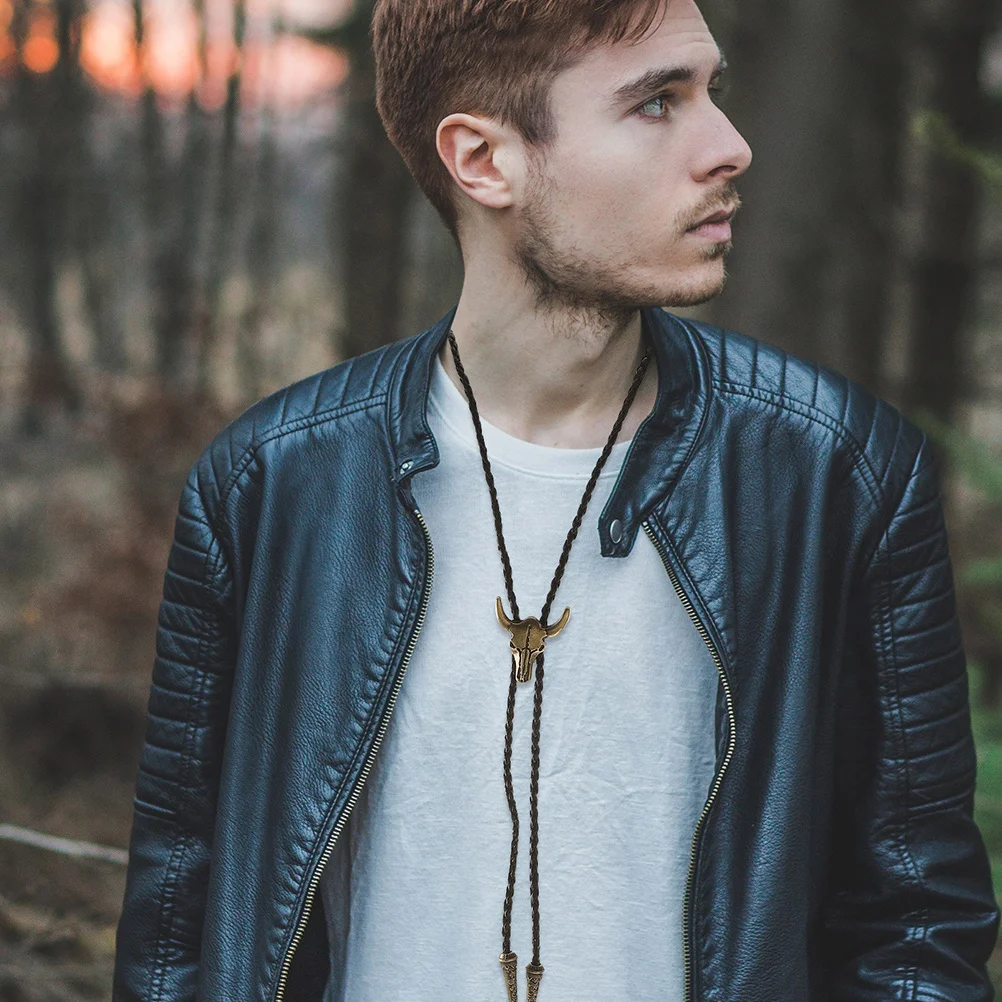 

2Pcs Vintage Bolo Tie Adjustable Necktie Men Cowboy Accessories Western Vintage Necklace Stylish Cool Necktie Bolo Tie