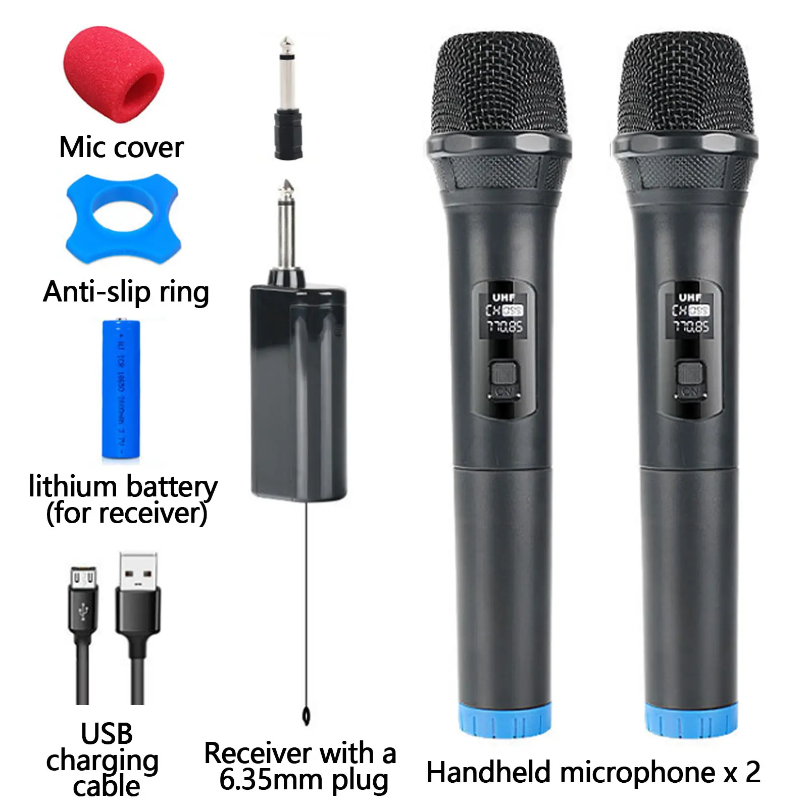 Imagem -06 - Conjunto de Microfone sem Fio Microfone Portátil de Metal Orador Karaoke Receptor Recarregável para Discurso do Partido dj Cantando Pcs