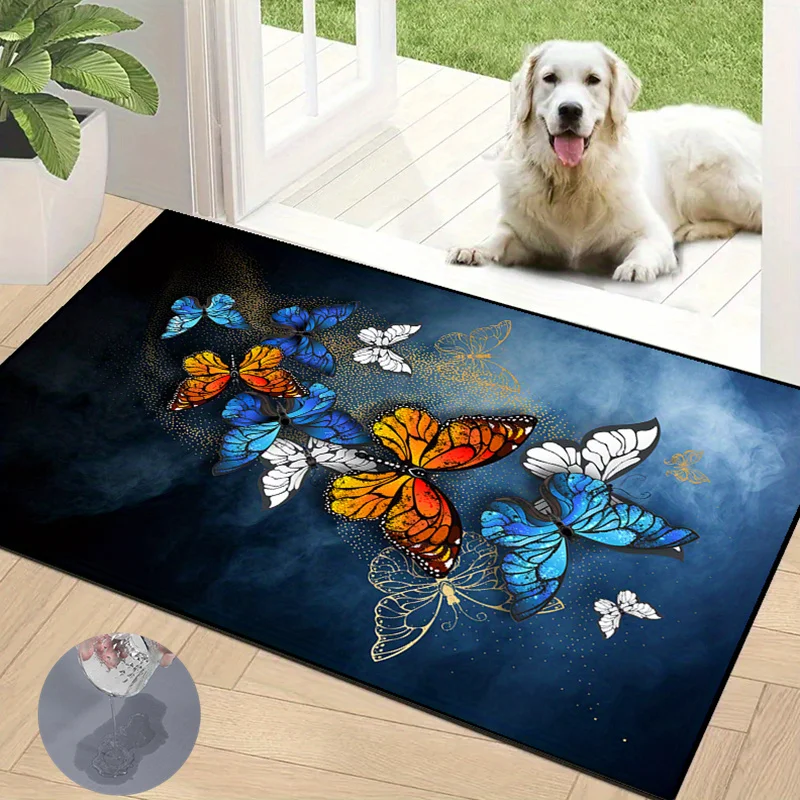 Colorful Butterfly Doormat Super Absorbent Non-slip Rug for Bathroom Home Entrance Decorative Welcome Carpet Diatom Mud Bath Mat