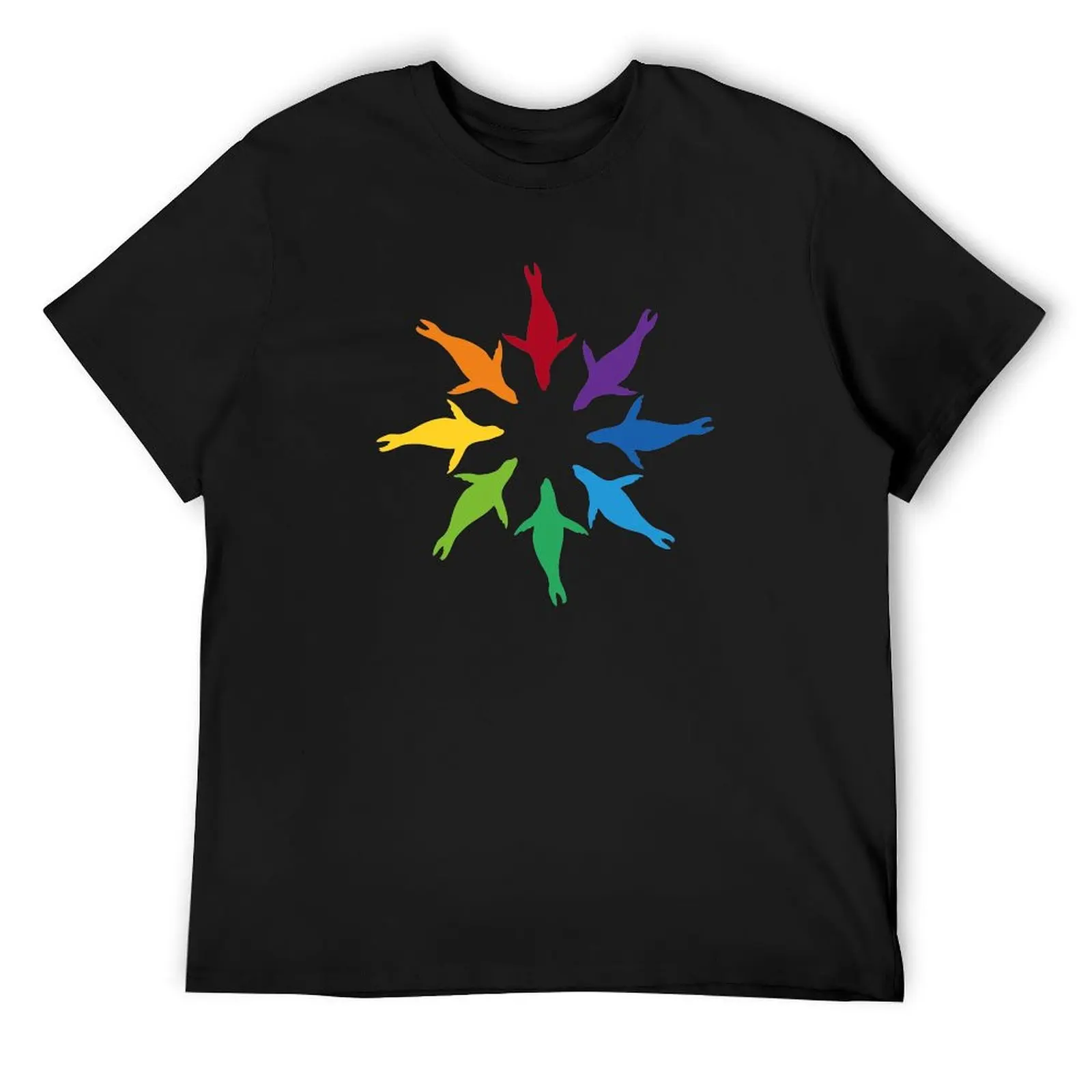 Color: Sea Lion Rainbow Pinwheel T-Shirt anime tshirt vintage t shirts shirts graphic tees shirts graphic designer t shirt men