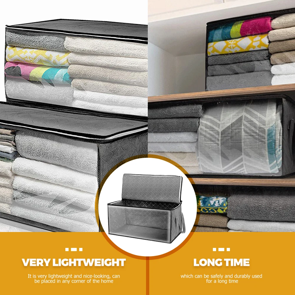 

Large Capacity Wardrobe Storage Box Fabric Container Dustproof Bins Grey Closet Comforter Seasonal Clothes Holder Foldable Toy