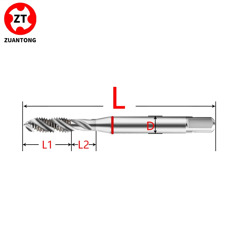 ZUANTONG HSSE Red Ring JIS Standard Spiral Fluted Tap UNC UNF 0-90 2-56 4-40 6-32 8-32 10-24 1/4 3/8 Machine Screw Thread Taps