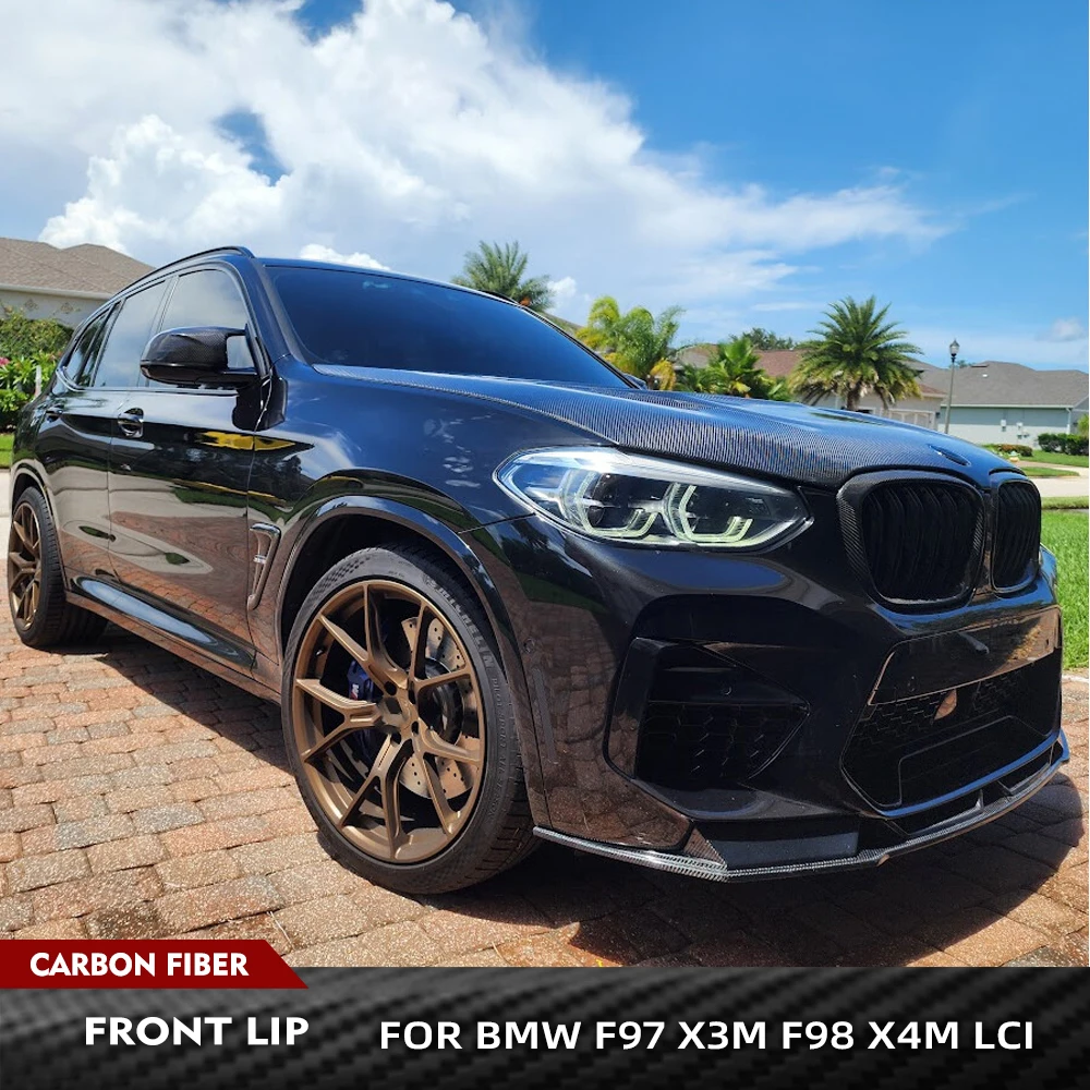 

For BMW X3M X4M F97 F98 LCI 2019-2022 Carbon Fiber Car Front Bumper Lip Splitters Front Bumper Lip Chin Spoiler Splitters Guard