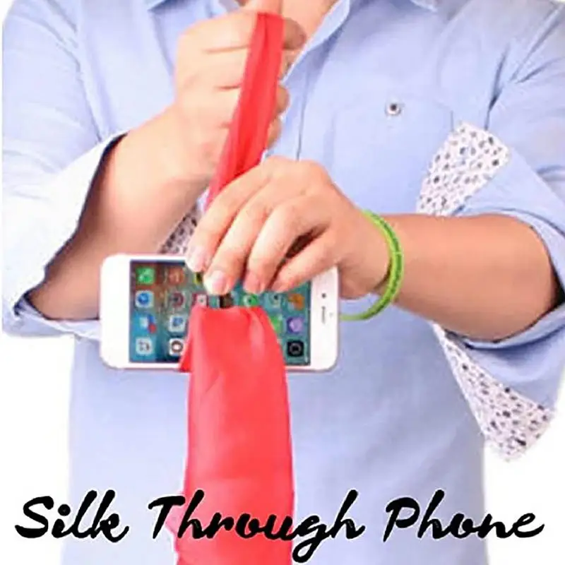 Silk Through Phone Funny Interactive Magic Props Scarf Through Cellphone Gags Joke Toys Party Games Prop Magic Tricks Tools