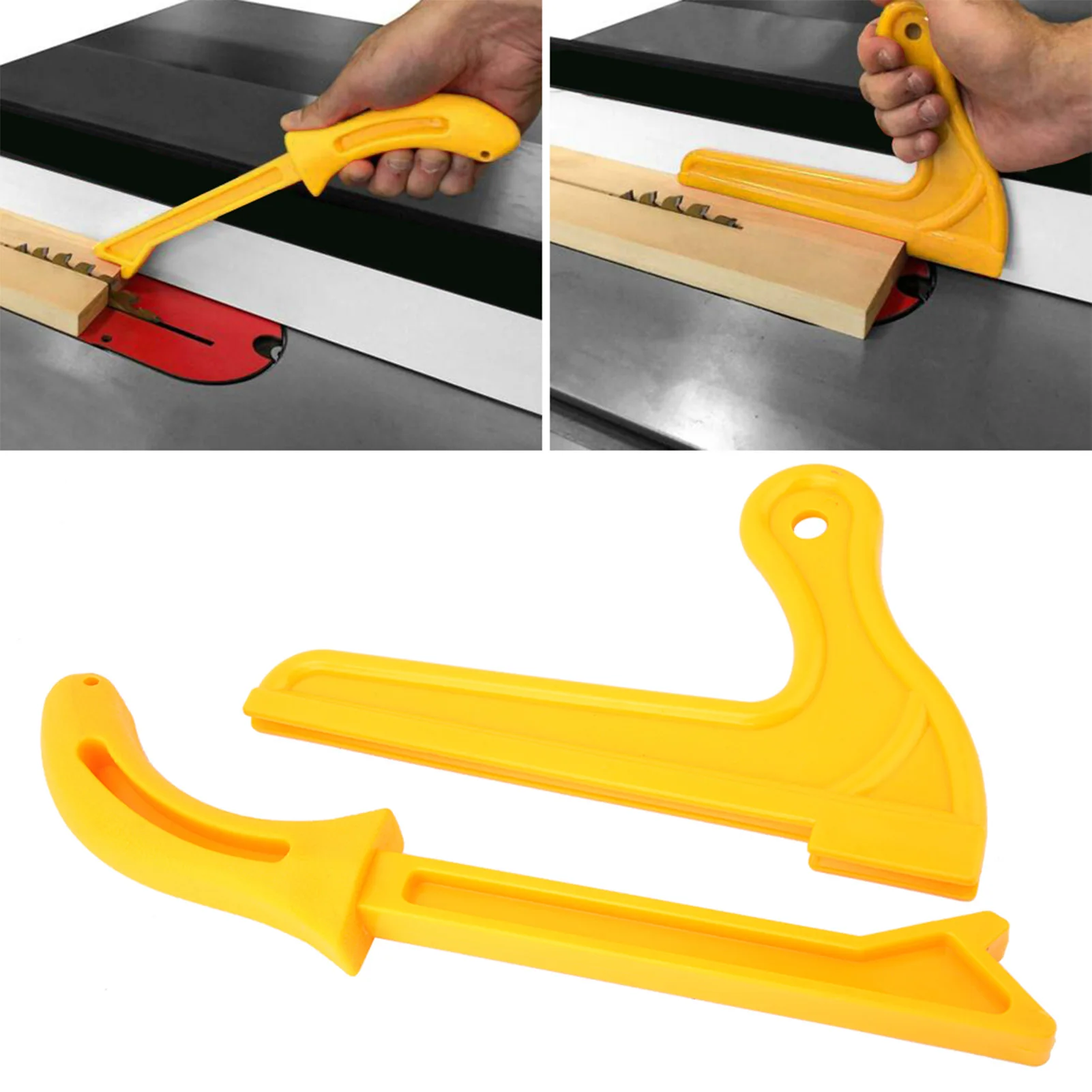 Yellow Plastic 2-in-1 Wood Saw Push Stick Practical Safety Push Block Woodworking Tool Push Stick Wood Saw Push Stick