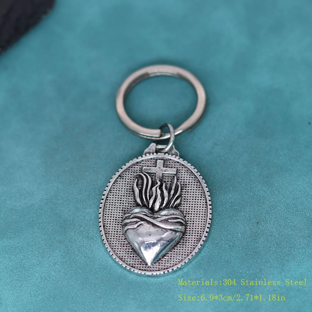 Sacret القلب المفاتيح للرجال النساء المسيحية تميمة قلادة مفتاح سلاسل الدينية الصليب مجوهرات تاليسمان هدية