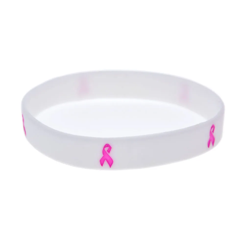 1PC/3PCS Cancer Ribbon Silicone Wristband Medical Inspirational Bangle Adult Size 3 Colors
