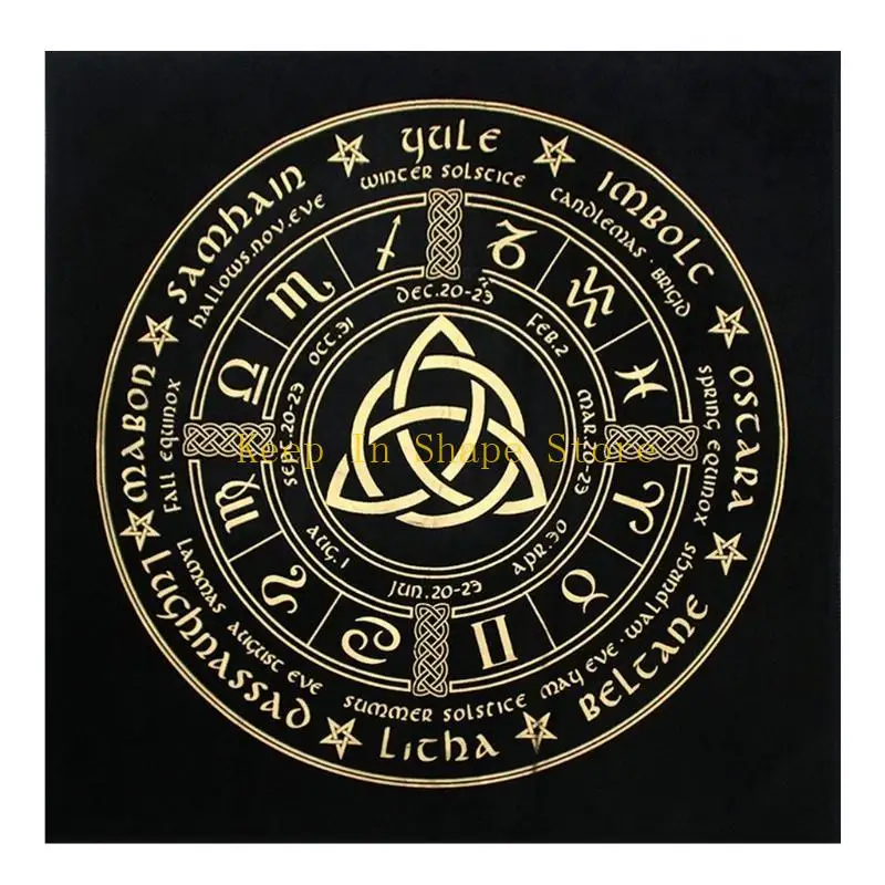 U1JC Square Pendulum Divination Tablecloth Tarots Cards Pad Runes Altar Table Cloth
