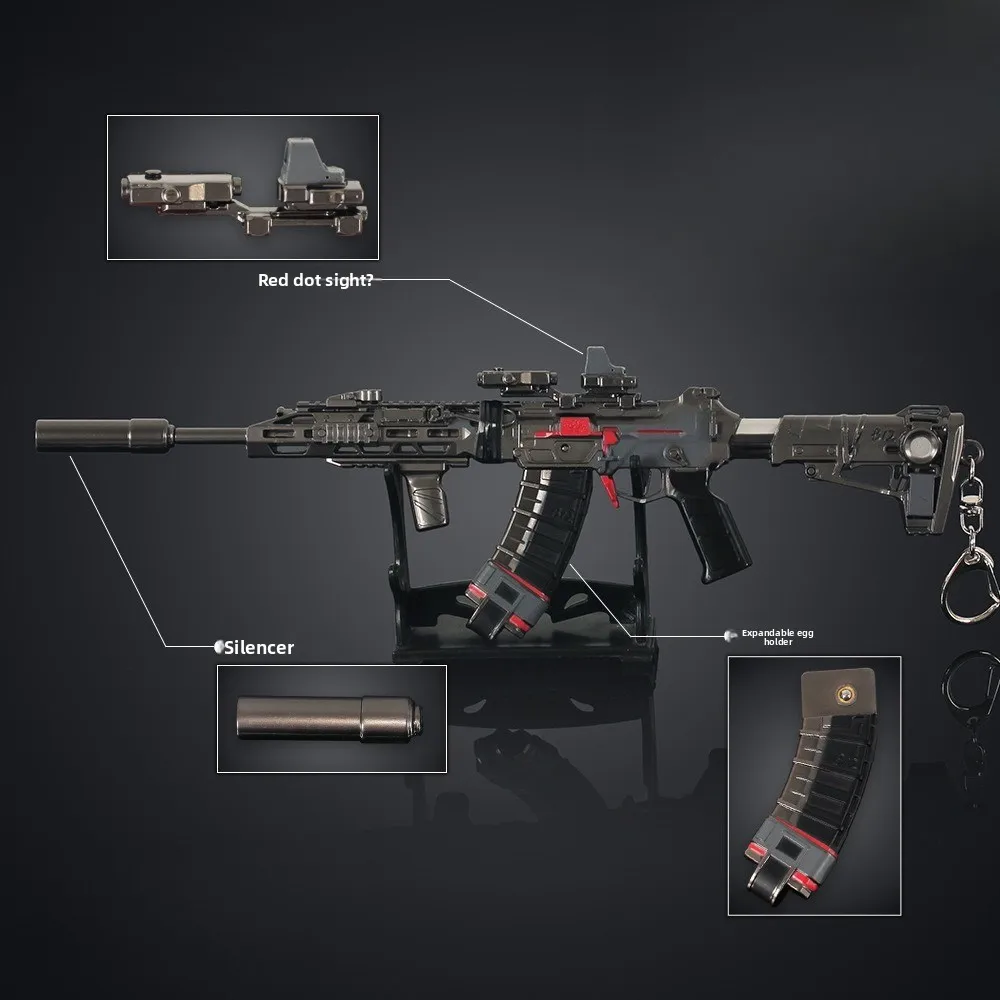 24 cm/9,45 Zoll Delta Force Spielperipheriegeräte Tenglong Assault Rifle Metallmodell Legierung Zierwaffen Requisite Geburtstagsgeschenk für Jungen
