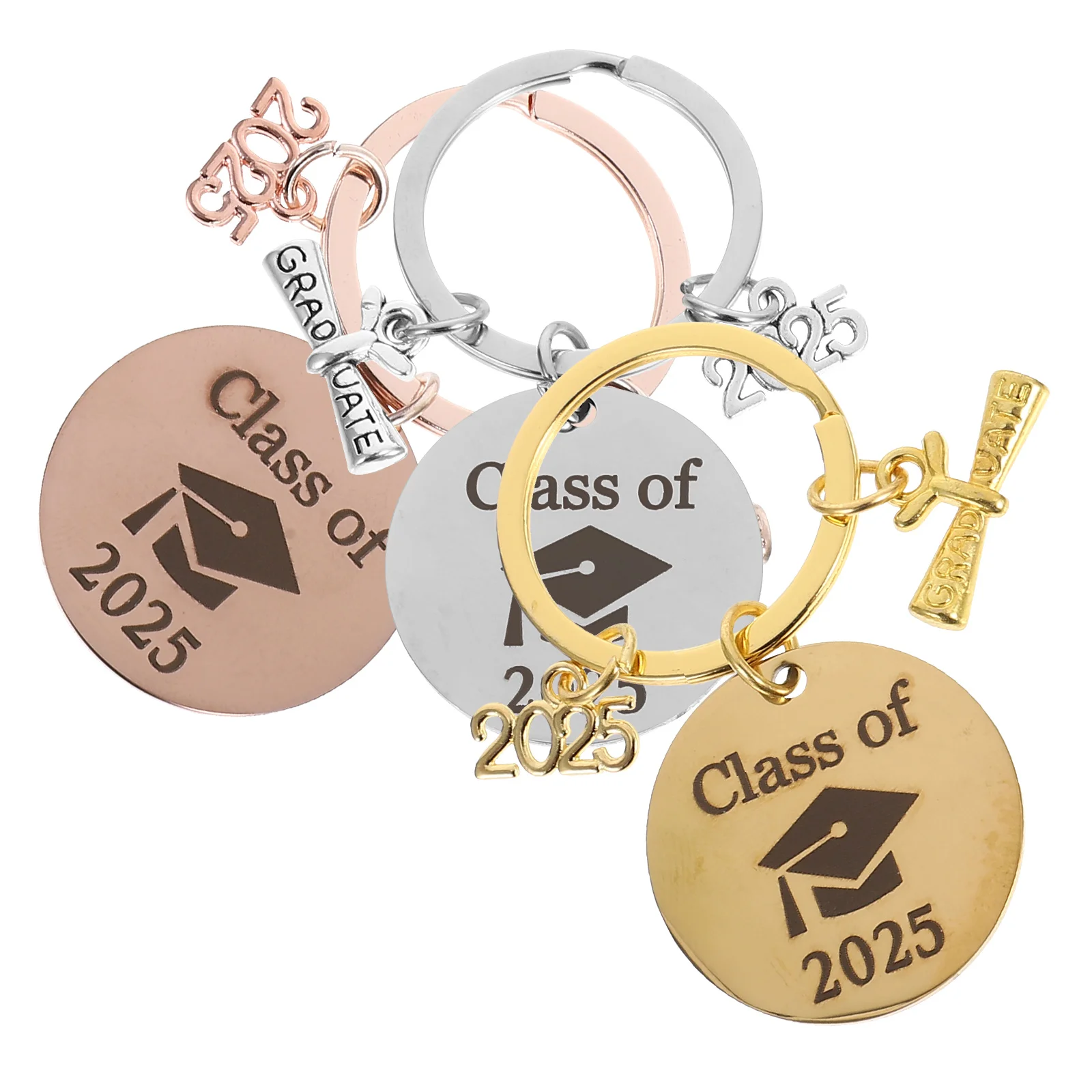 

3 Pcs Graduation Keychain Party Supplies Advanced Present Stainless Steel Keychian