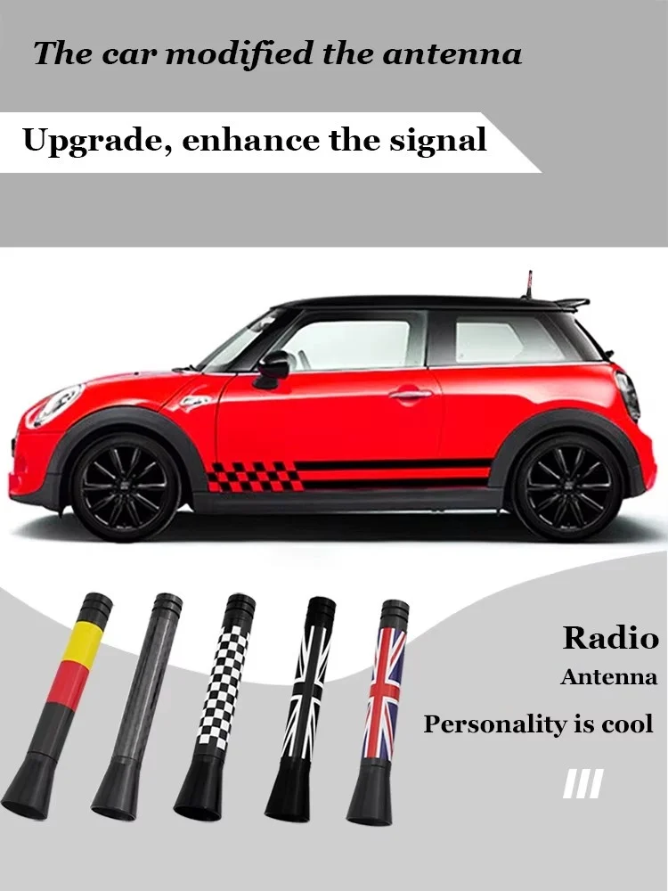 7,7 cm/10,7 cm Universelle kurze Autoantenne mit Union-Jack-Flaggenmuster, Dekor-Radioantenne, rostfrei, mit kompletten Montageadaptern – Detail 1