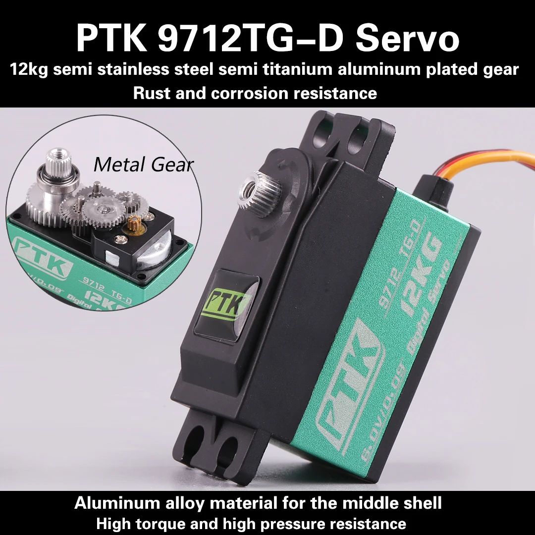 PTK 9712TG-D 12 kg Metal Gear Standard Short Body Low Profile Digital Servo RC Car Drift 1:10 1:12 Fix-Wing Robot