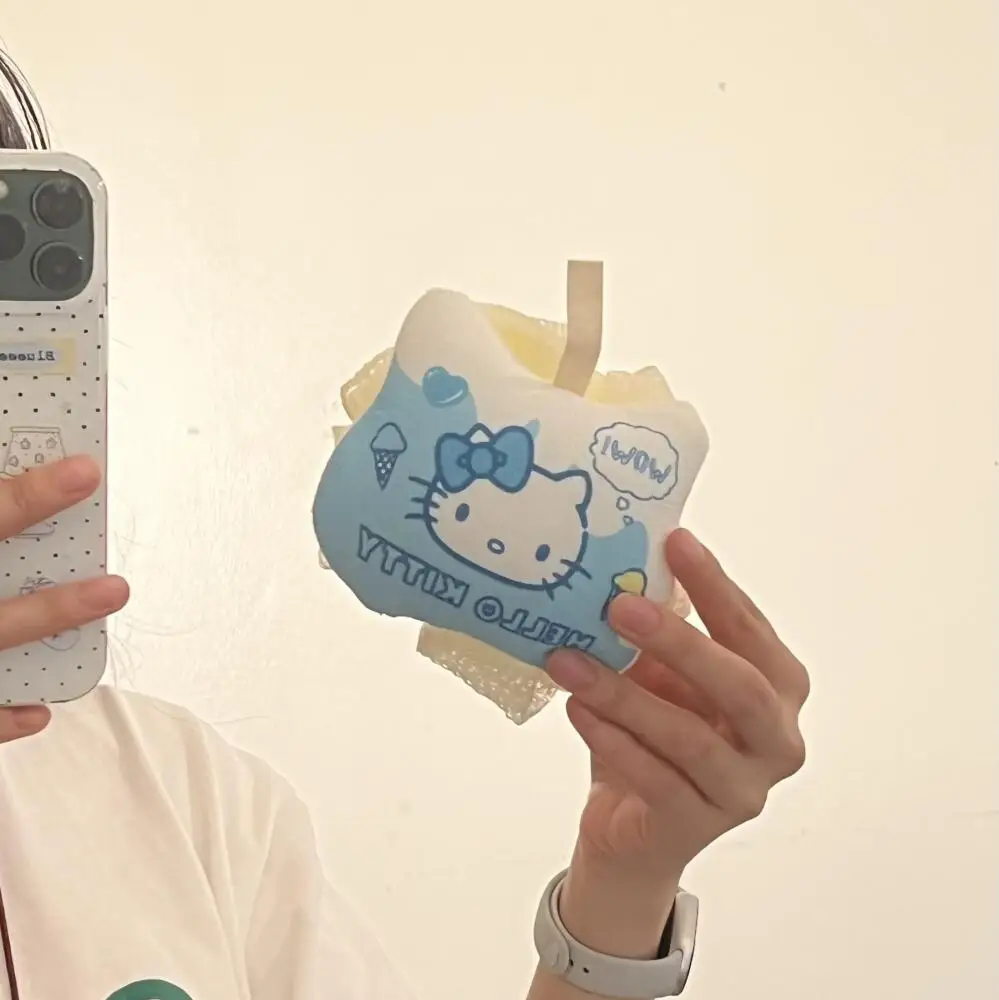 Sanrio Hello Kitty Bath Ball Cartoon Kitty Cat Soft Foaming Net Household Children's Bath Flowers Bathball Bathing Artifact