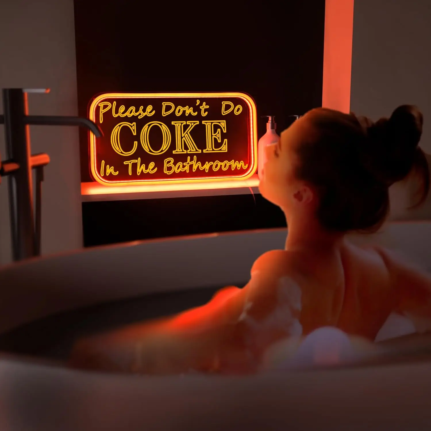 من فضلك لا تفعل فحم الكوك في الحمام، لافتة نيون لديكور الحائط، لافتة ضوء نيون مع سطوع قابل للتعديل، لافتة مضيئة #2