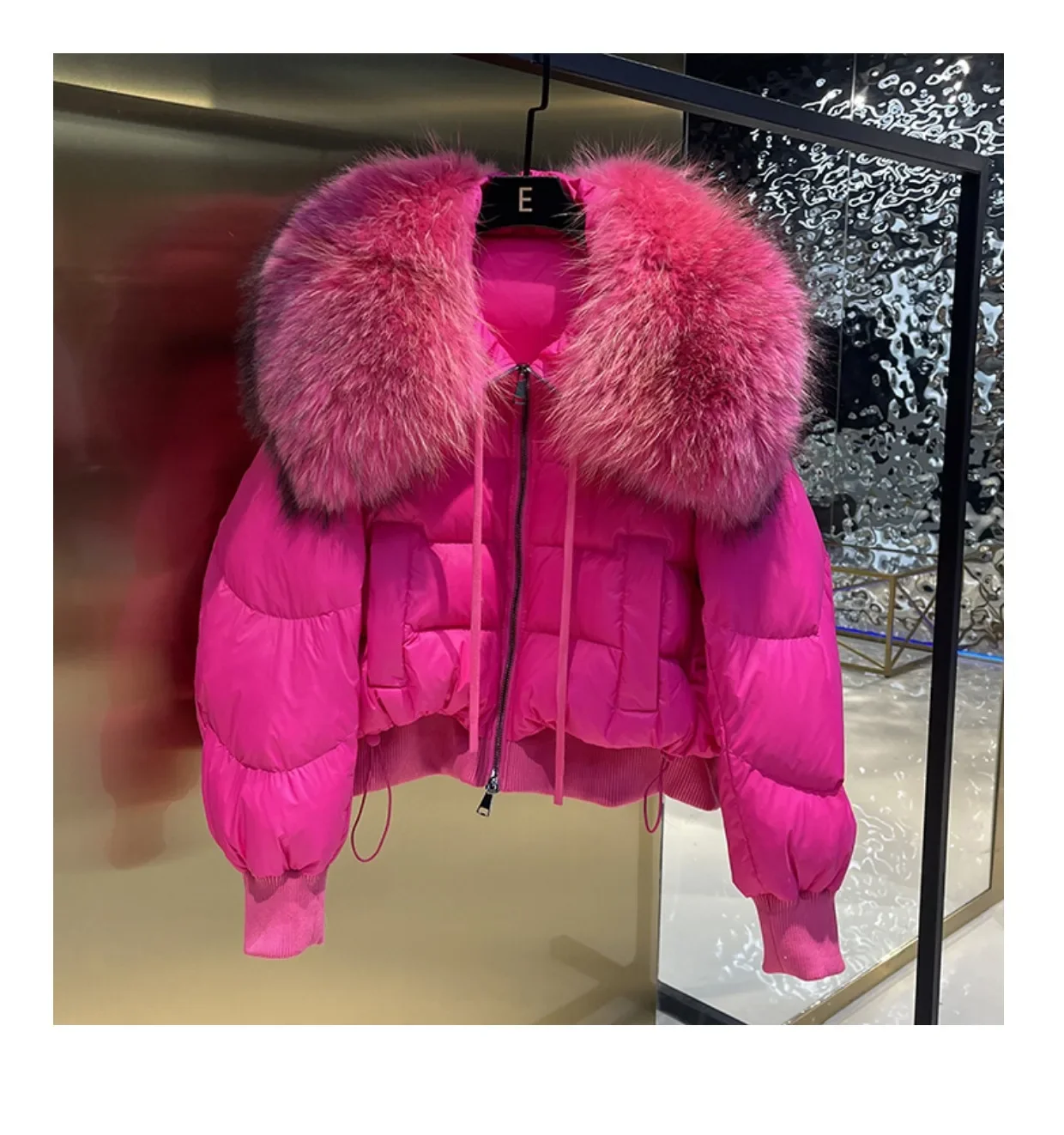 Winter Real Fox Fur Collar Puffer Jacket Women Thick Warm Short Parkas Real Natural Fur Female Loose 90% White Duck Down Coat