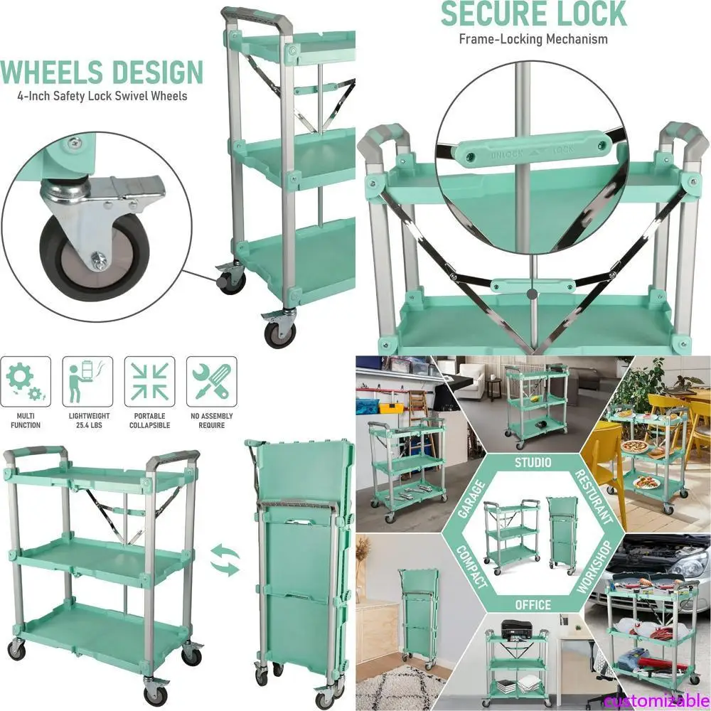 

Olympia Tools 89-353 XL Pack N Roll Service Cart, грузоподъемность 300 фунтов, бирюзовый