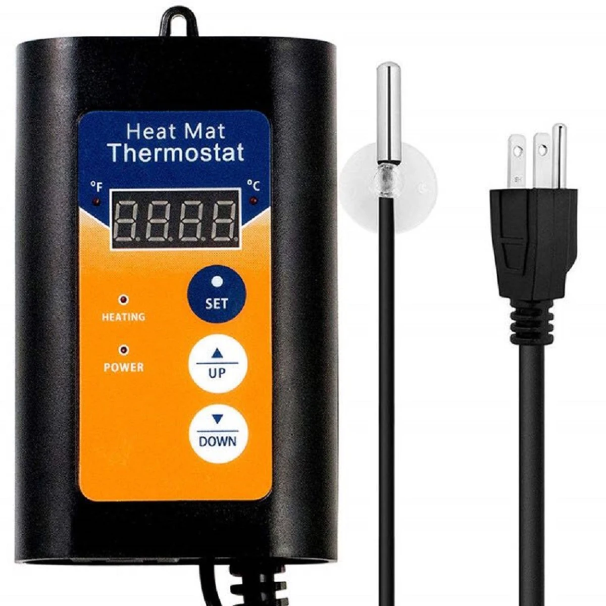 Digital Heat Mat Temperature Controller Outlet with Sensor Thermostat Switch ℃/℉ for Pet Plant Seed Germination Reptiles 120V