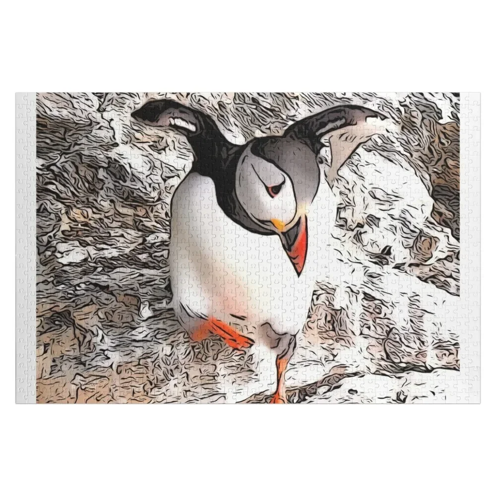 

Dancing puffin Jigsaw Puzzle Custom Name Wood Personalized Child Gift Puzzle