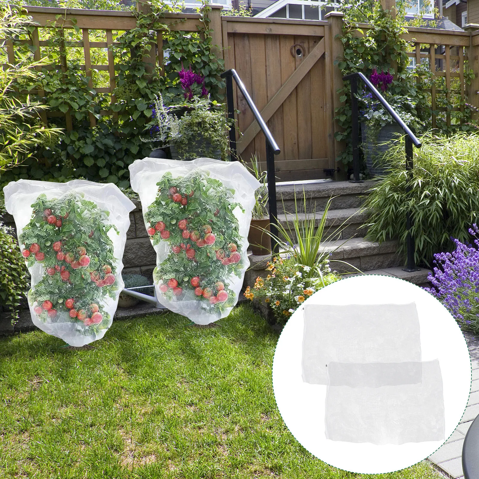 2 Bolsas de Malla Antipolillas para Plantas, con Cierre de Cordón, Transpirables, de Polipropileno, para Frutas, Verduras, Flores, Jardinería en Interiores y Exteriores