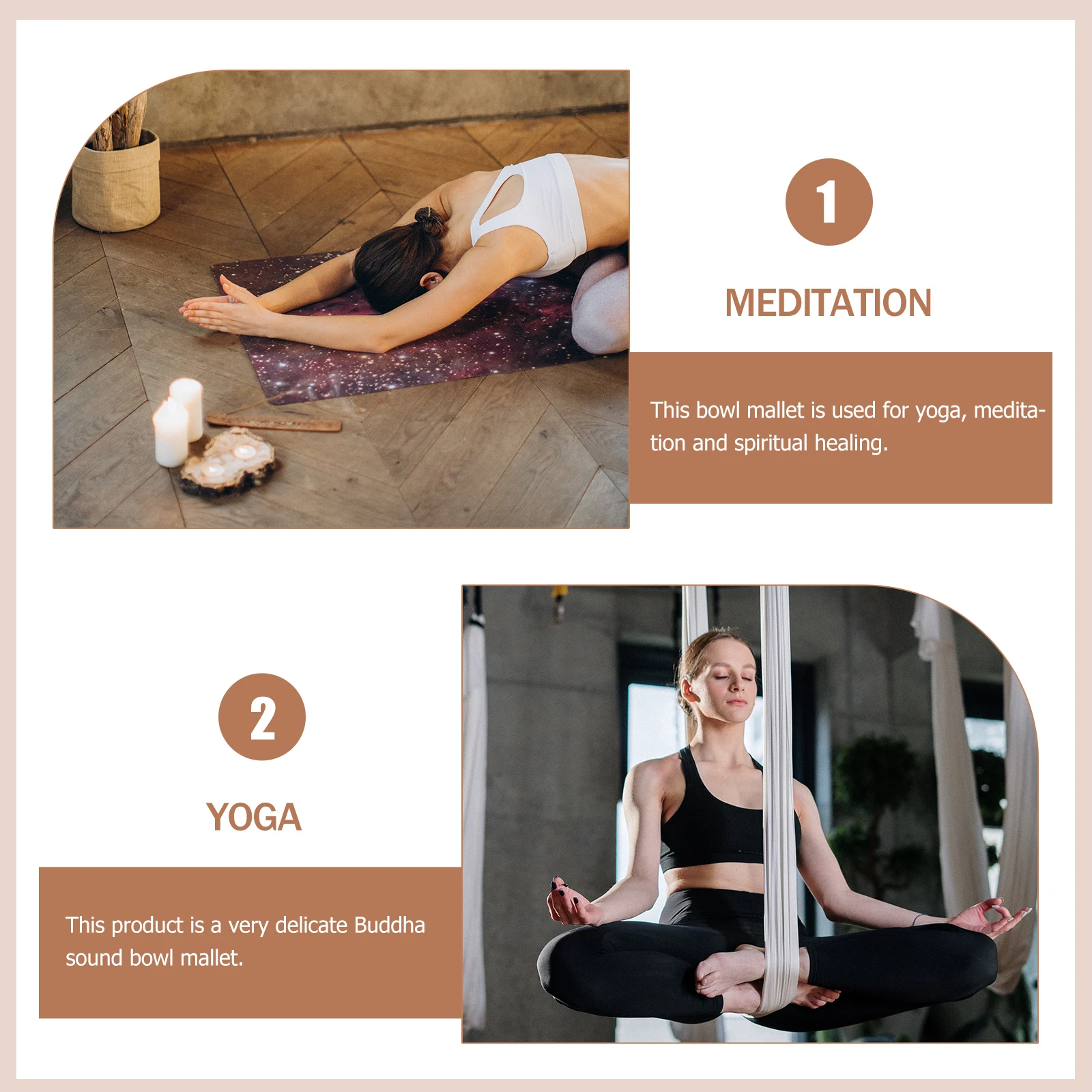 

3Pcs Sound Bowl Wooden Stick Accessory Smooth Polished Mallet for Hotel Kitchen Room Meditation Singing Bowl Stick