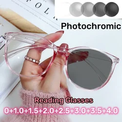 Men Women Photochromic Reading Glasses Vintage Outdoor Smart Intelligent Sunglasses Unisex Retro Presbyopia Eyeglasses Frame