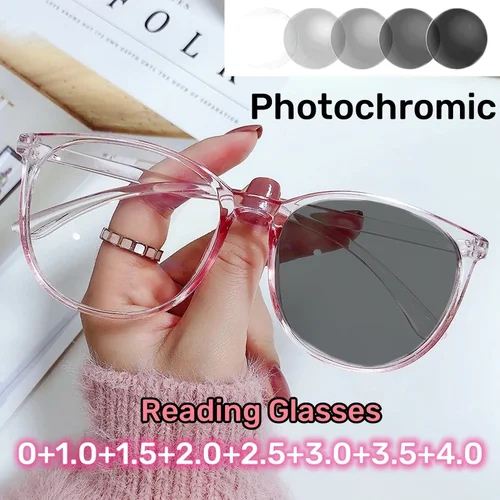 Gafas de lectura fotocromáticas para hombre y mujer, lentes de sol inteligentes para exteriores, Retro, para presbicia