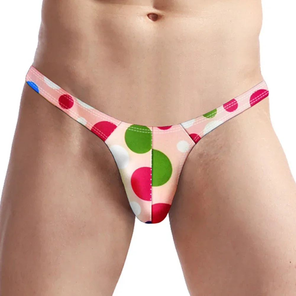 Sexy Man Colorful Print Thongs Bulge Pouch Briefs Briefs Lingerie Underpants Panties G-String Thongs Underwear For Men