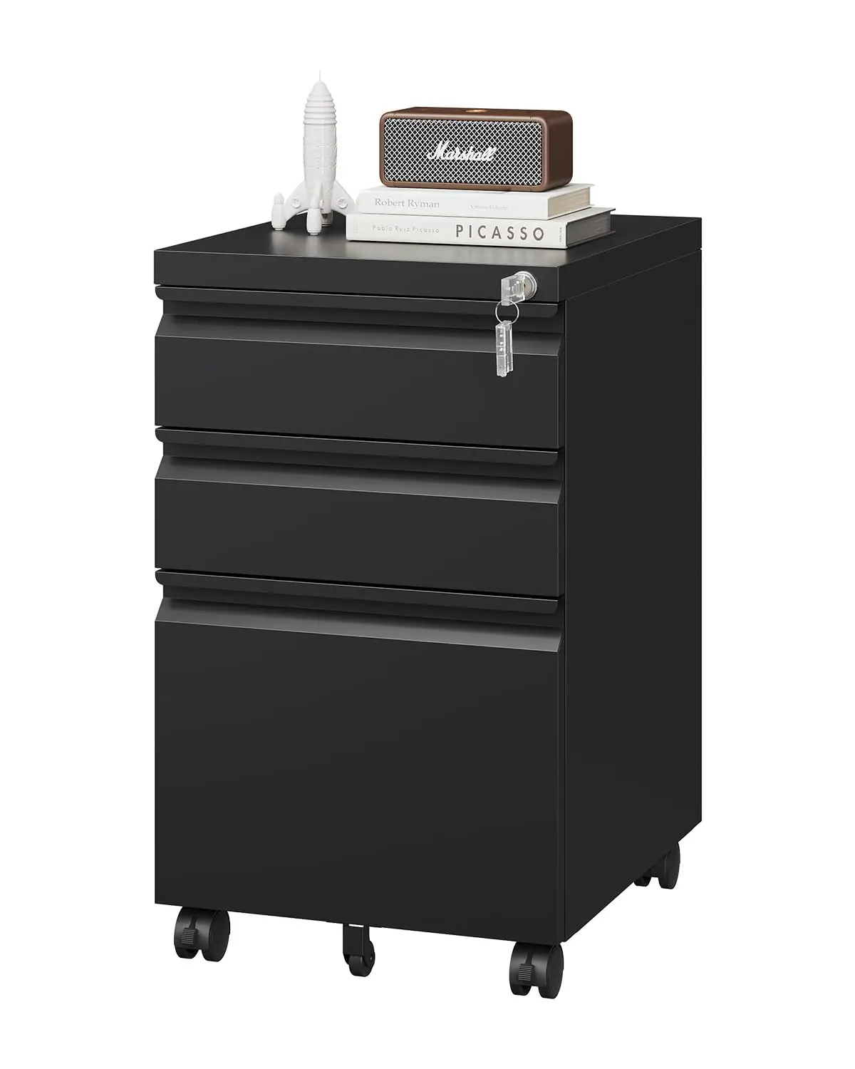 

3 Drawer File Cabinet with Lock, Metal Under Desk Rolling Filing Cabinet fits Letter/Legal/A4 Size for Home Office,, Customized