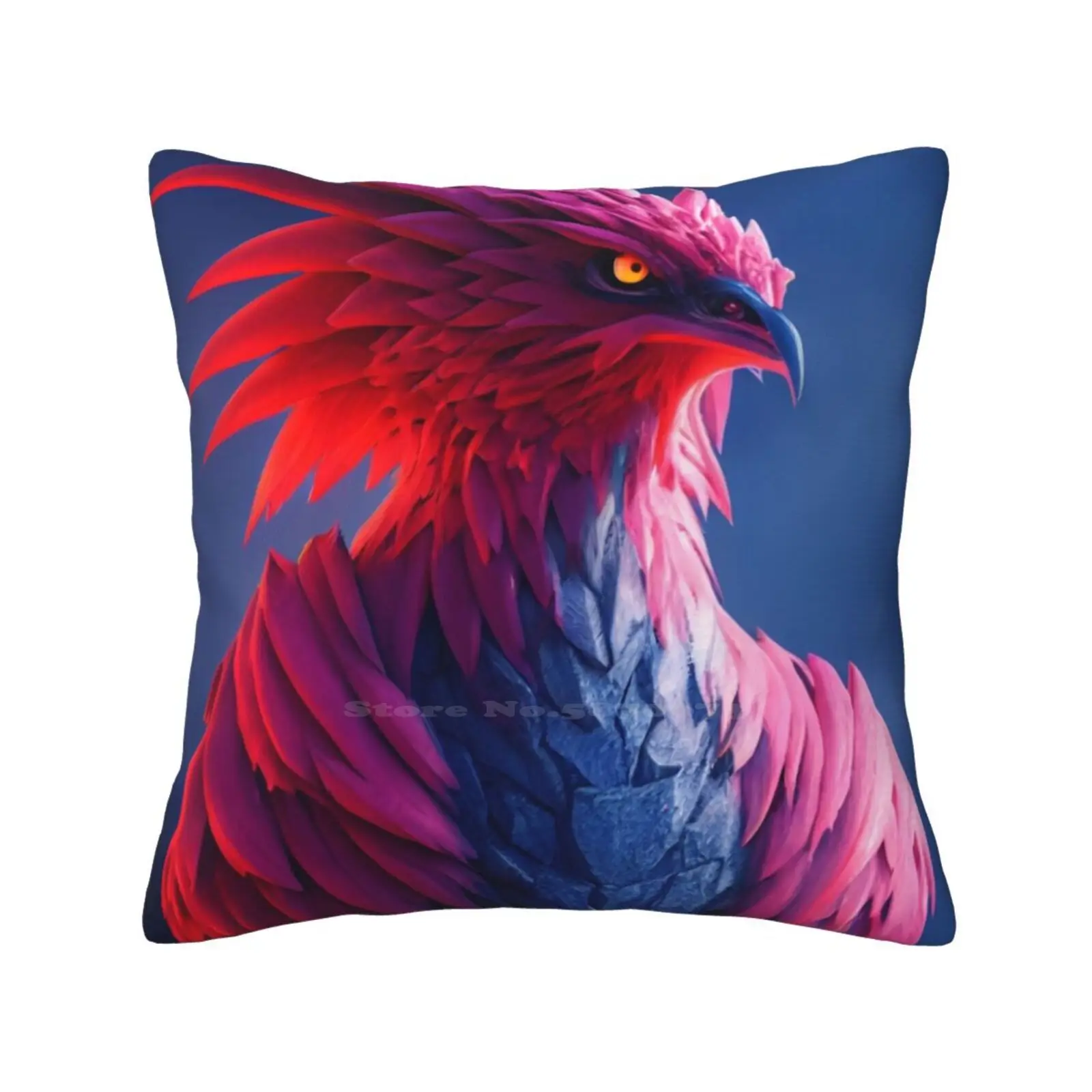 Volcanic Phoenix-Midjourney Throw Cushion Pillow Cover Fire Bird Fire Phoenix Volcanic Phoenix Volcanic Bird Mythical Bird