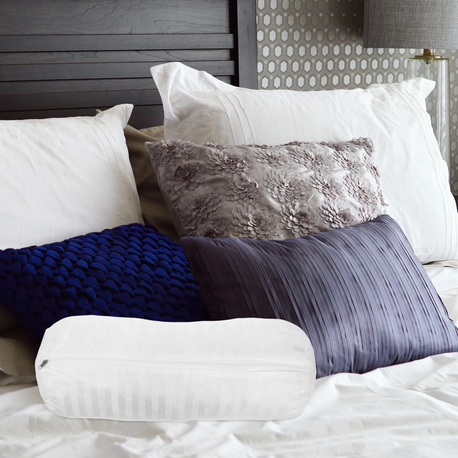 

Neck Cover 18.6 Inch Cylinder Bolster Case Removable Washable Round Cushion Cover For Sofa Bed Protector Decorative