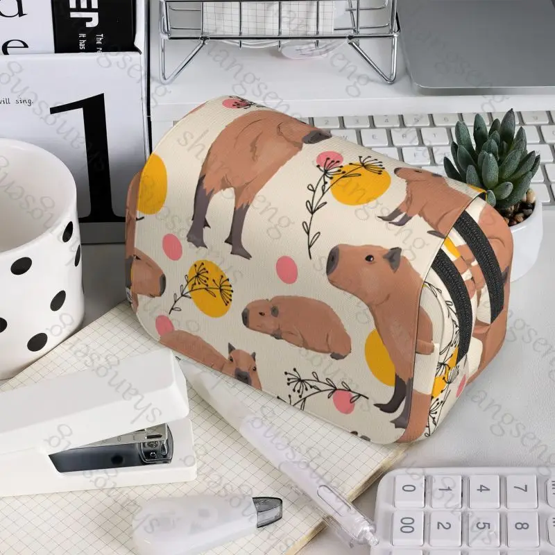 

Cartoon capybara Pen case Pencil Box Double Flip School Supplies Children's Pencil Box Storage Cosmetic Bag Student Gift