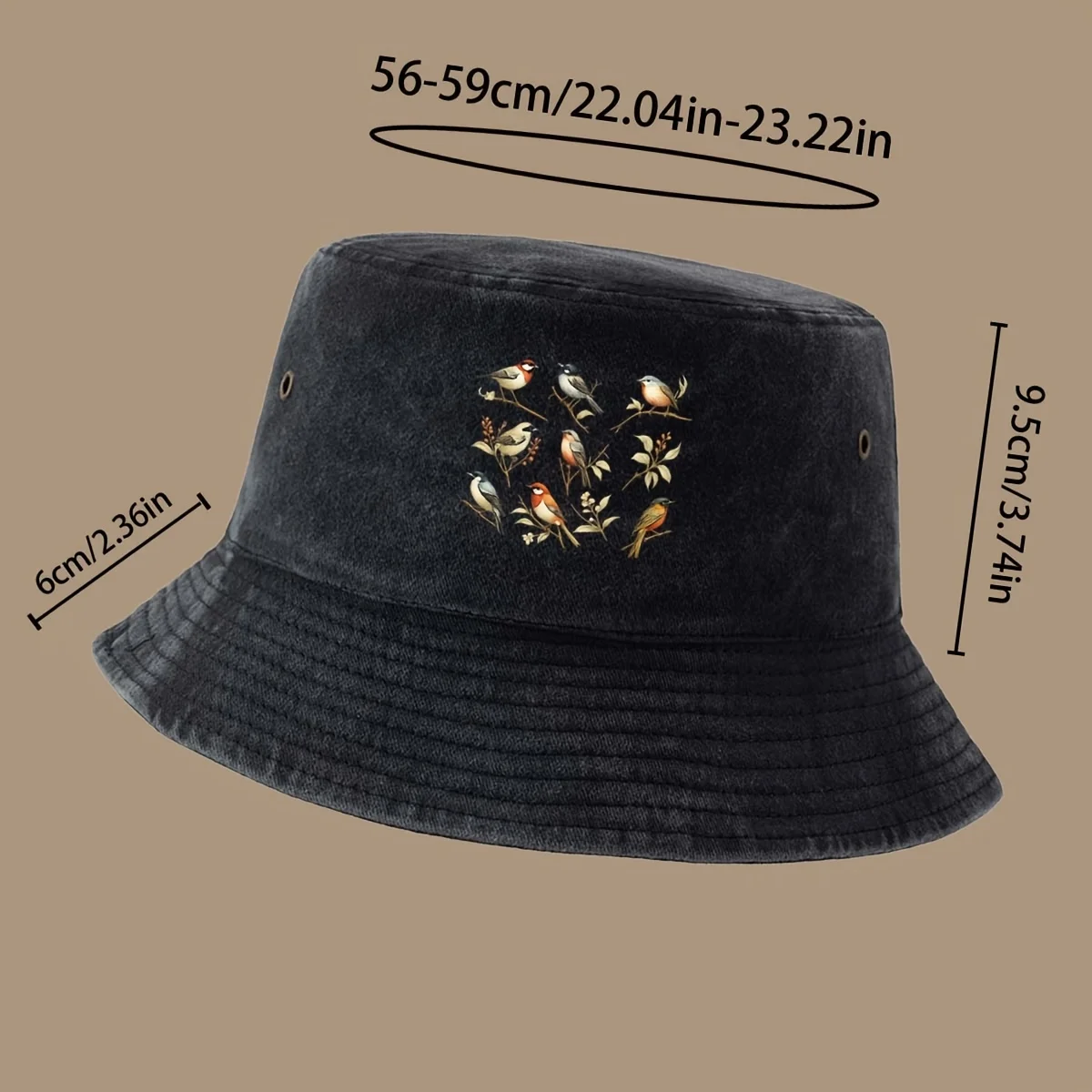 Men' & Women' Vintage Bird Print Trucker Hat - Lightweight Foldable Bucket Suitable for Fishing, Camping, Outdoor Parties, Picni