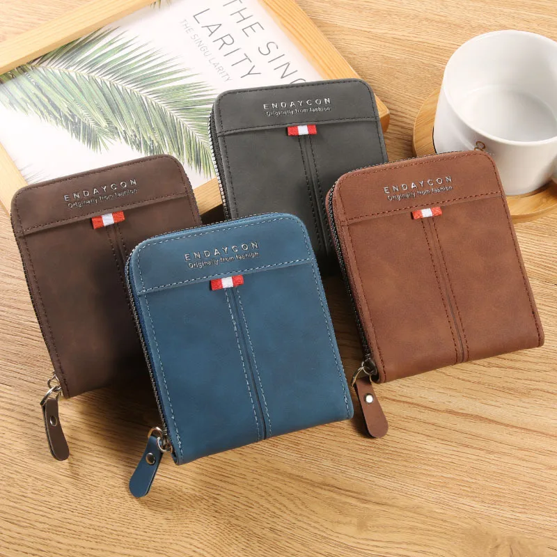 Business Credit Card Holder Men Wallets Luxury Brand Male Purse Money Bag Short Coin Purse Zipper Small Walet Vallet Carteiras
