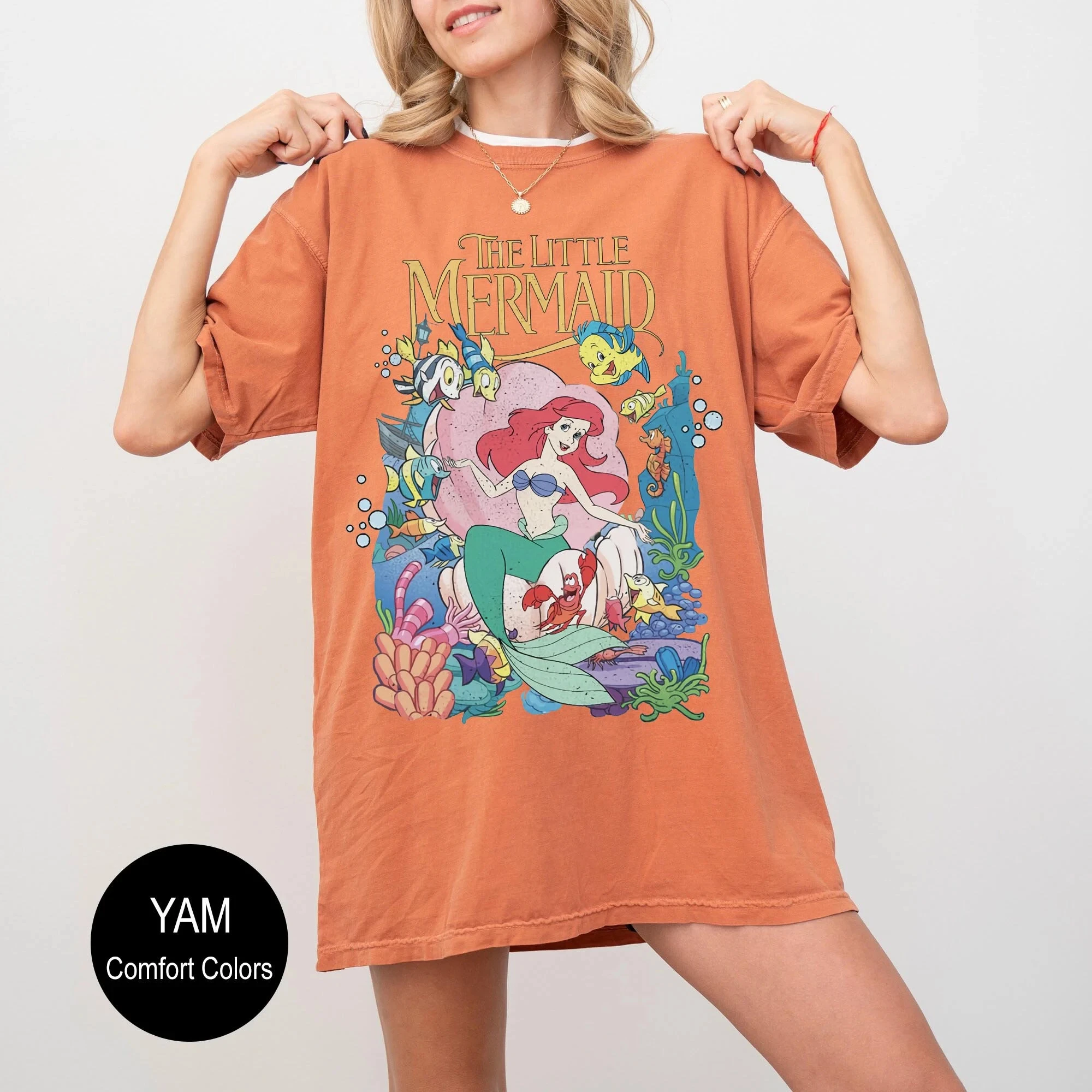 قميص حورية البحر الصغيرة، ألوان مريحة ® تي شيرت ديزني، قميص حورية البحر الصغيرة أرييل للسيدات، قميص حورية البحر أرييل #3