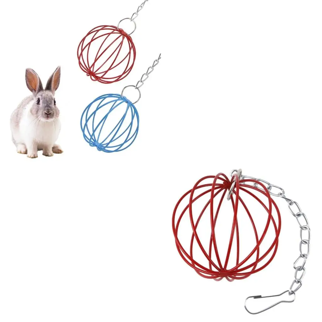 Innovative Metal Round Feeder Automatic Feeding Hanging Balls Guinea Pigs Hamster Bunny Pet Feeding Supplies