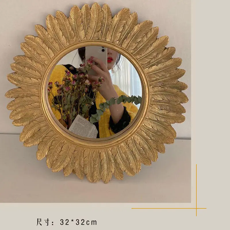 

American Retro Vanity Dressing Mirror Baroque Carved Decorative Mirrors for Bedroom Wall Home Decoration Living Room Luxury