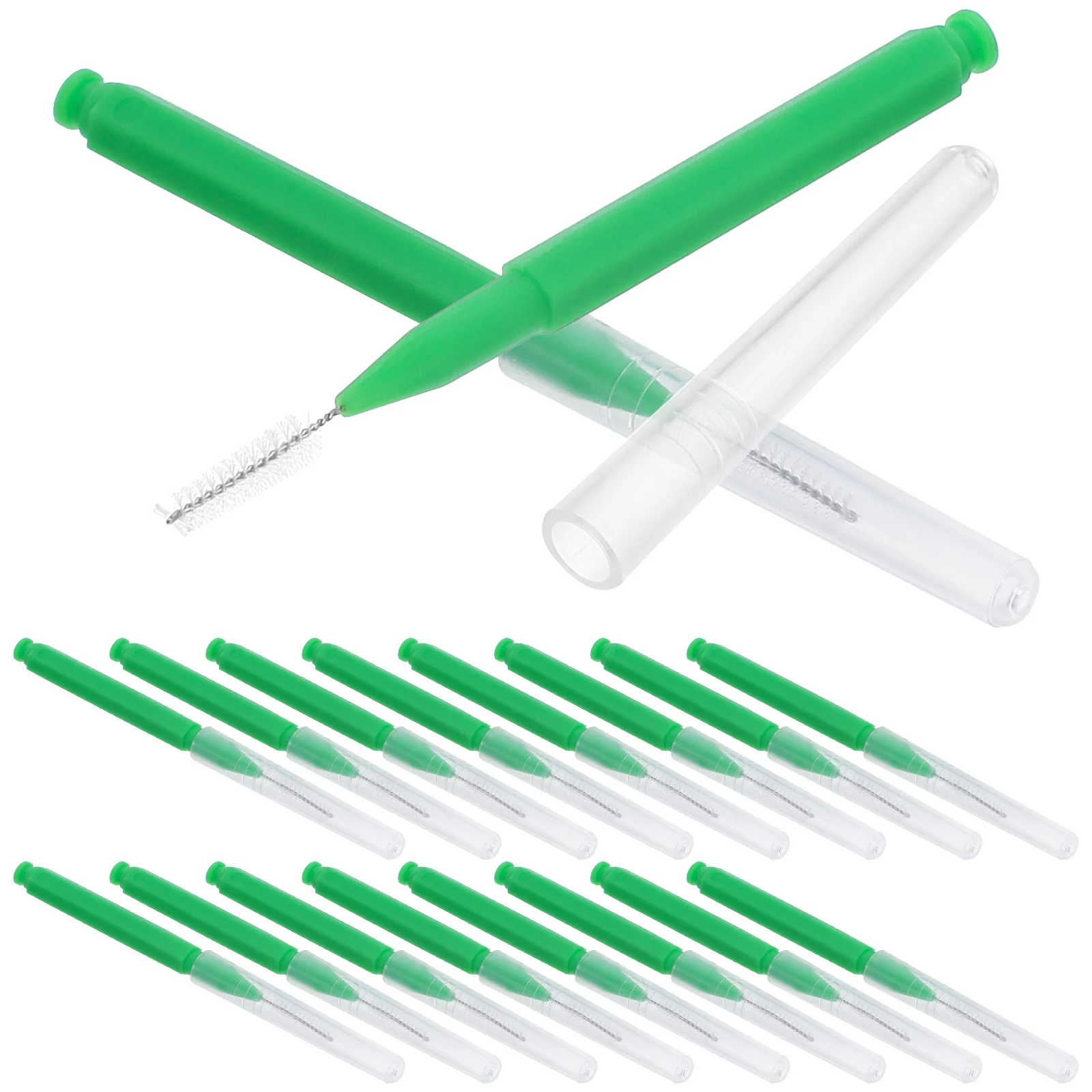 

30pcs Interdental 0 8mm Teeth Gaps Cleaners Green Soft Bristles Teeth Cleaner Oral Care Supplies Travel Work Use