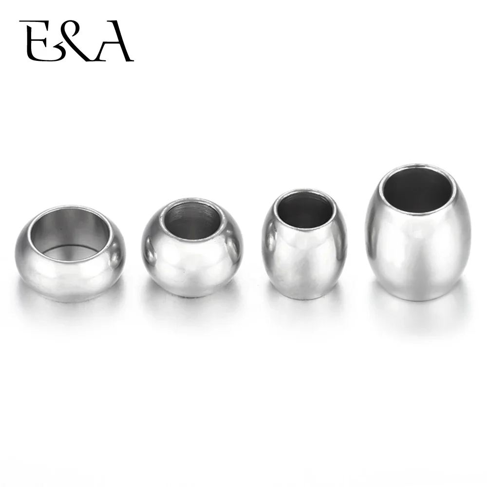 10Pieces Stainless Steel Spacer Position Beads Large Hole Slider Charms Leather Bracelet Jewelry Making DIY Accessories Findings