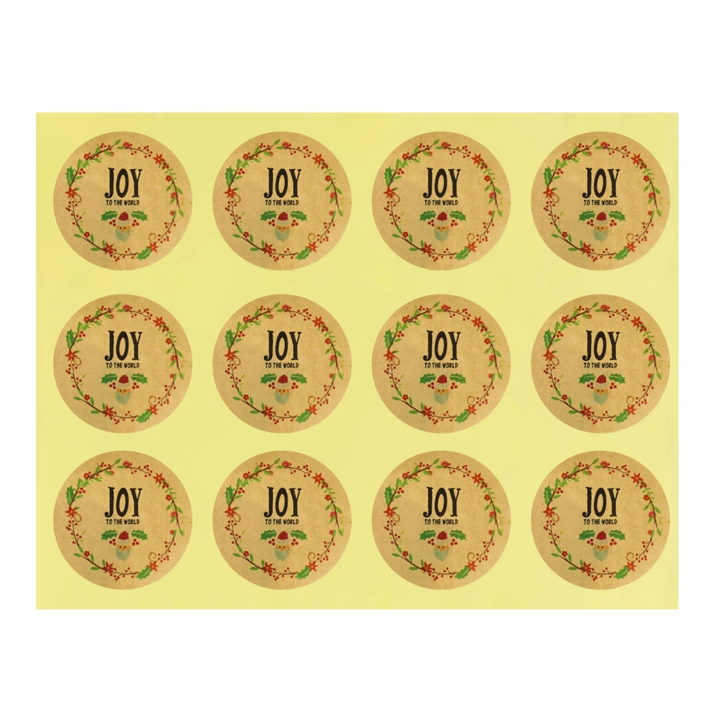 

Cartoon Stickers Christmas Labels Gift Decals Kraft Paper Self Adhesive Cute DIY Projects Treats Favors Santa Claus