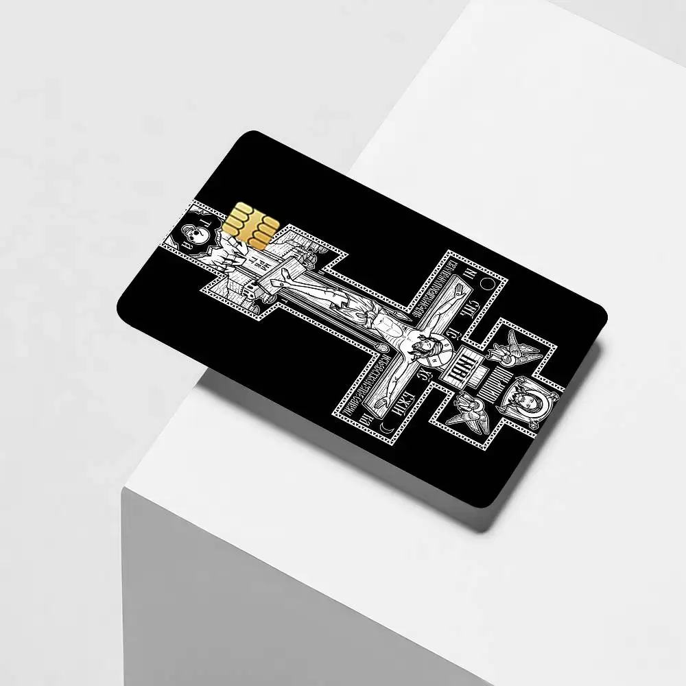 Orthodox Cross Icon Credit Card Decorative Card Stickers Suitable For Bank Cards Metro Transit Anti-scratch Gift 4PCS