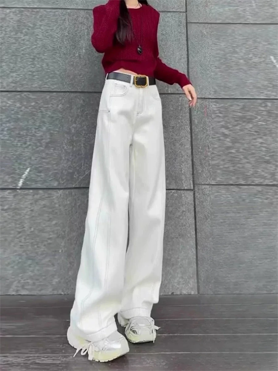 

High Waist Wide Leg Jeans Women's Straight Cut Retro Denim Pants Spring Autumn plus Size Pear ape Body Loose Slimming Trousers