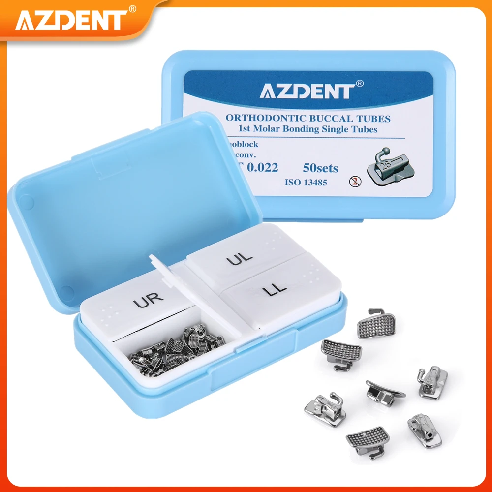 200pcs/Box AZDENT Dental Orthodontic Buccal Tube 1st 2nd Molar Bondable Monoblock MIM Non-Convertible Roth MBT 0.022 0.018