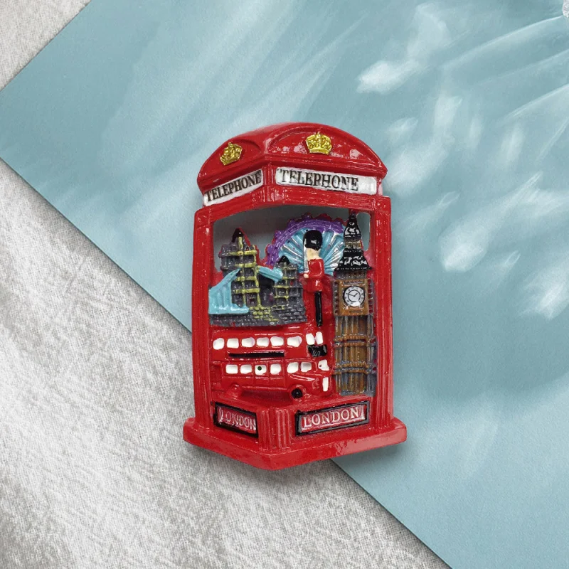 

British Style London High-End Telephone Booth Premium Fridge Magnet Travel Souvenir Home Resin Decoration