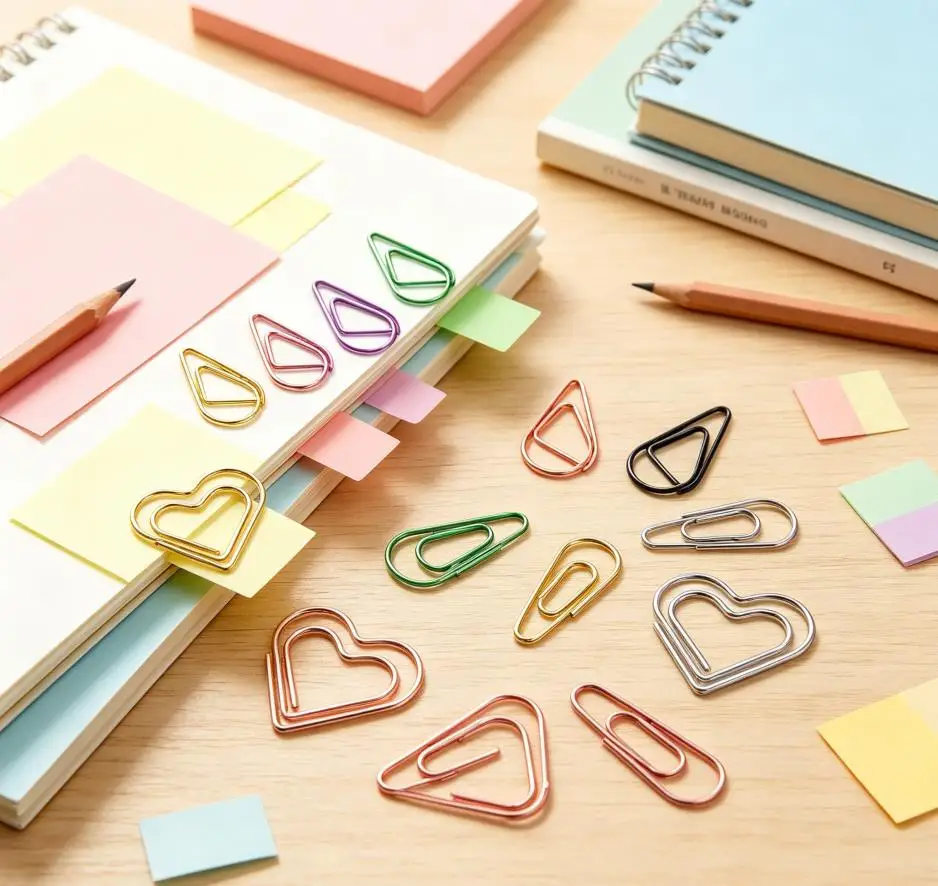 50Pcs Color Love Paper Clip Office Supply Creative Macaron Paper Clip Water Drop Special-shaped Mini Paper Clip