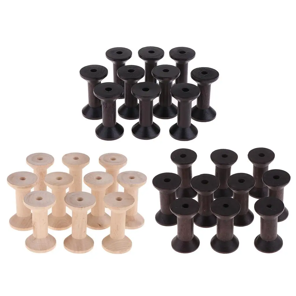 Eco Friendly Wood Spools Empty Thread Floss Bobbins DIY Sewing Accessories for Crochet String and Wire Holder