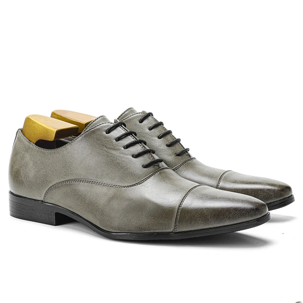 Designer Brand Leather Shoes for Men Wedding Dress Shoe Lace up Casual Business Oxfords Pointed Toe Office Formal Shoes for Man - Image 4